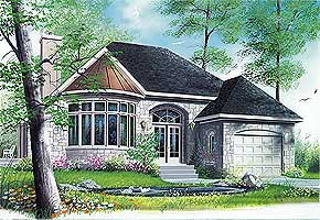 

Natural Light
1208 sq. ft.; 2 Bedrooms; 1 Bath  
This lovely European design has a rustic nature with a very comfortable floor plan. A superb fanlight dresses the entry, which leads to a bright, open interior. 
National Average Cost to Build: $132,880.00
