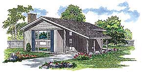 

Compact For A Narrow Lot
1018 sq. ft.; 3 Bedrooms; 1 Bath  
Not only is this compact split-level plan conducive to a narrow lot, but the plans include details for two different exteriors. The floor plan offers a living/dining room with a beautiful view of the front yard and a warming fireplace in the corner. 
National Average Cost to Build: $111,980.00
