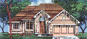 

Engaging Entry
1422 sq. ft.; 3 Bedrooms; 2 Baths  
This small ranch home makes a grand statement with its prominent entry. The kitchen features a plant shelf above the upper cabinets. The master suite contains a whirlpool bath and a walk-in closet. Bedroom 3 easily converts to a den.
National Average Cost to Build: $156,420.00
